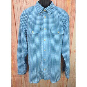 Orvis Mens Blue Long Sleeve Shirt XL Active Fit Roll-Tab Sleeve
